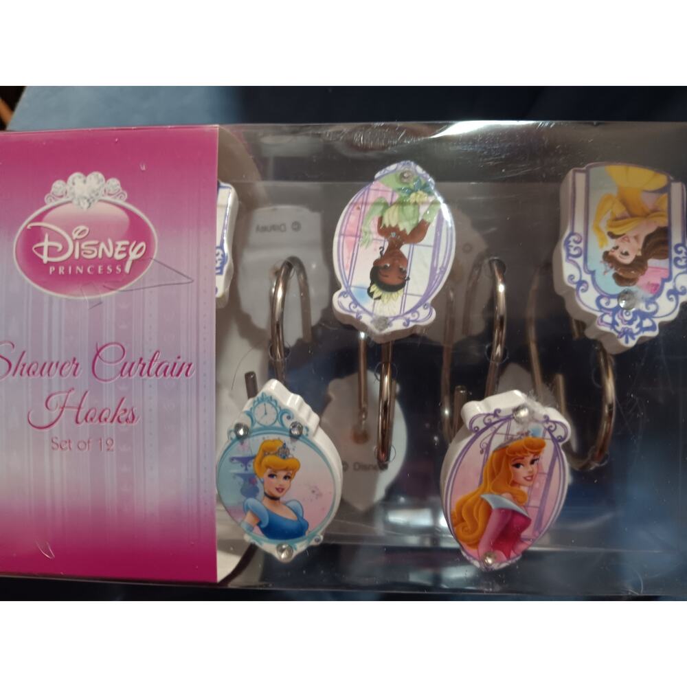 Disney Princess Shower Hook Set of 12 Bell, Cinderella, Sleeping Beauty NEW